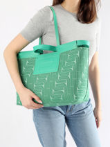 Schoudertas Camille Jacquard En Leder Lancel Groen camille A12775-vue-porte